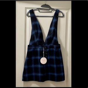 NWT. Overall Skirt, blue & black.